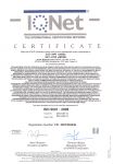 Certificate of quality management system compliance to ISO 9001:2008 requirements